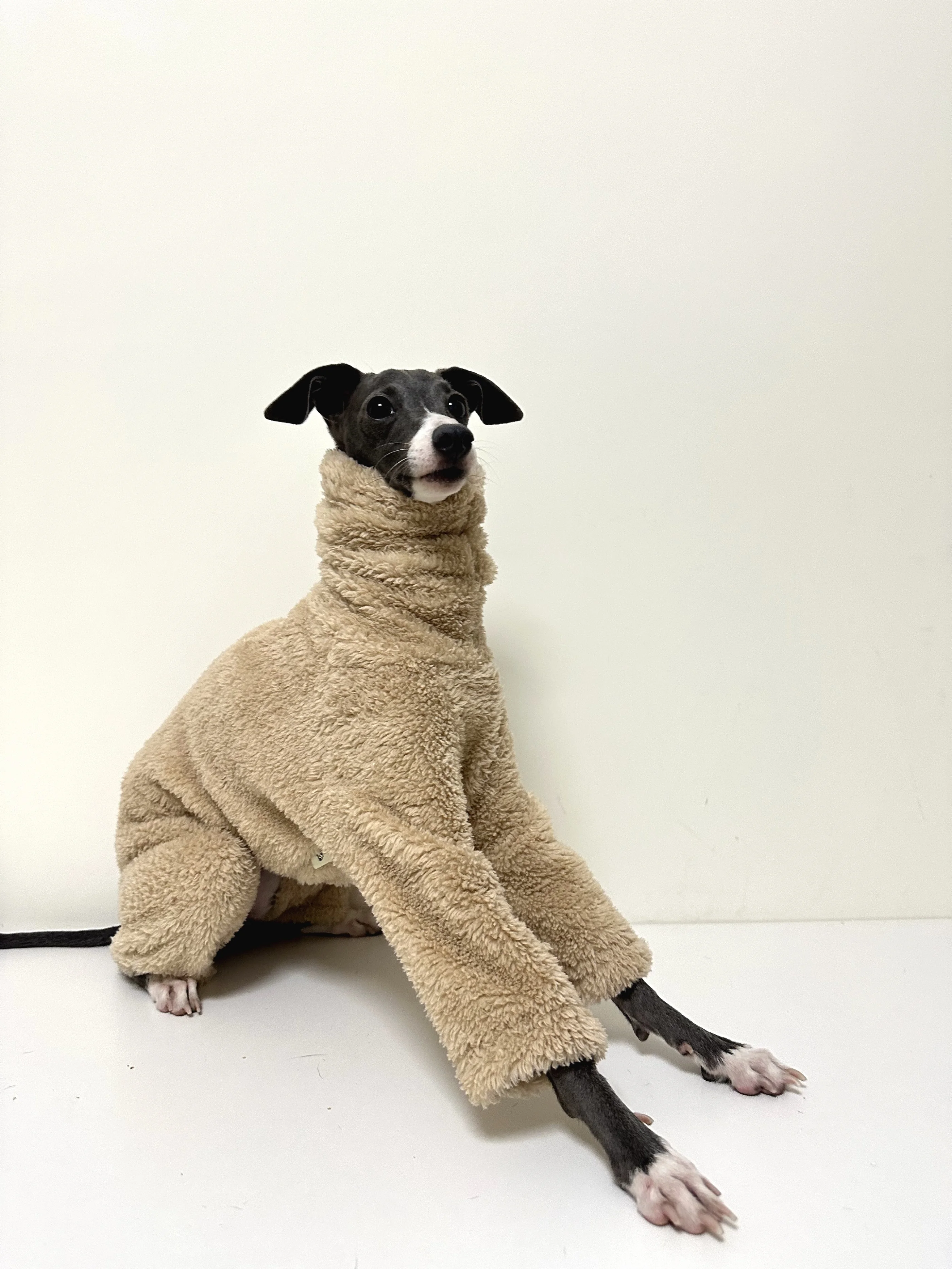 Ropa de invierno para perros galgo italiano de cuatro patas, mono marrón de cuello alto Whippet de doble cara para perros grandes y medios pequeños - imagen 4