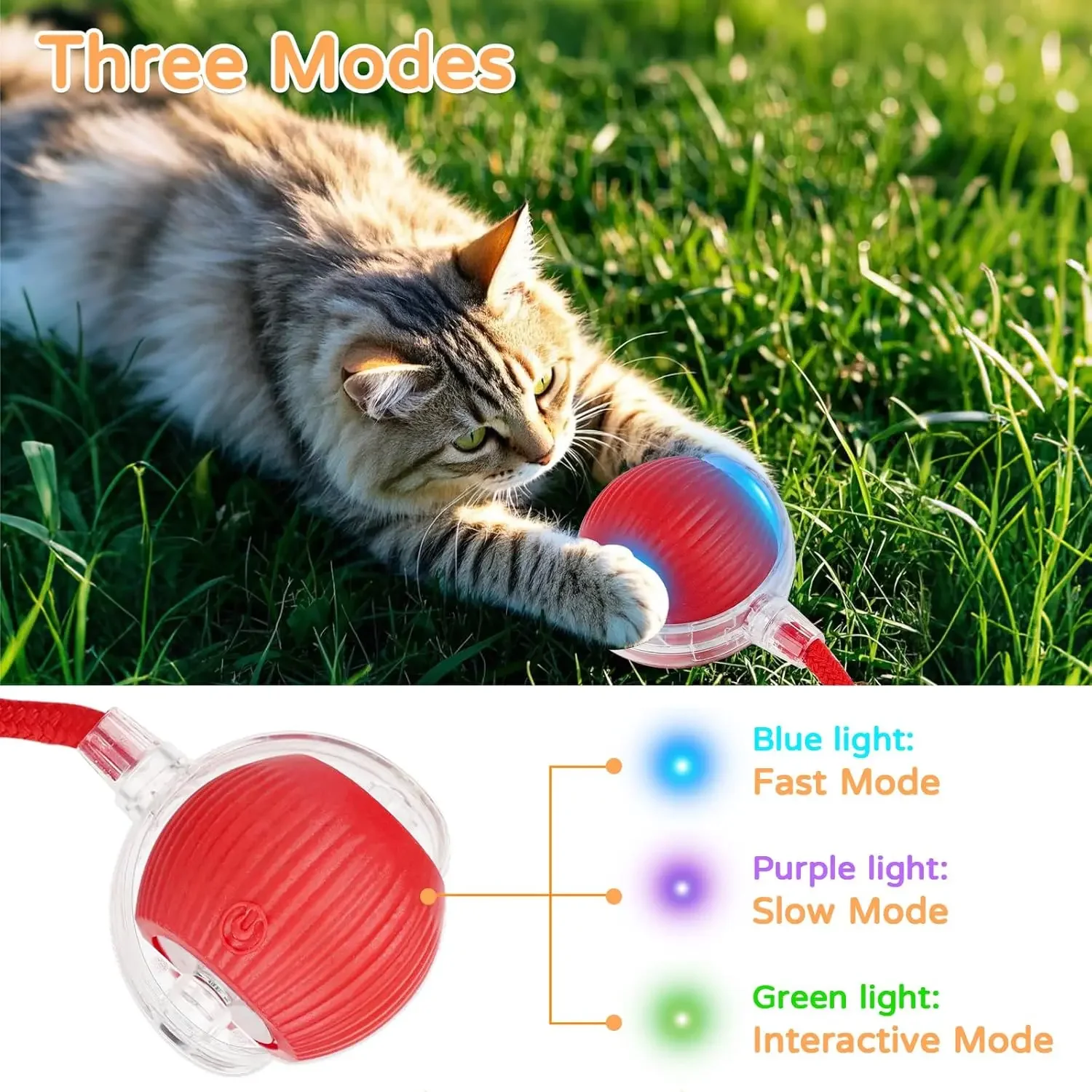 Juguete interactivo para gatos pelota rodante auto cola ratón recargable - imagen 4