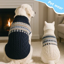Suéter de punto para perros y gatos, jersey de cuello alto para clima cálido de invierno, ropa Vintage para mascotas, trajes Schnauzer, suéter para perros medianos y gatos