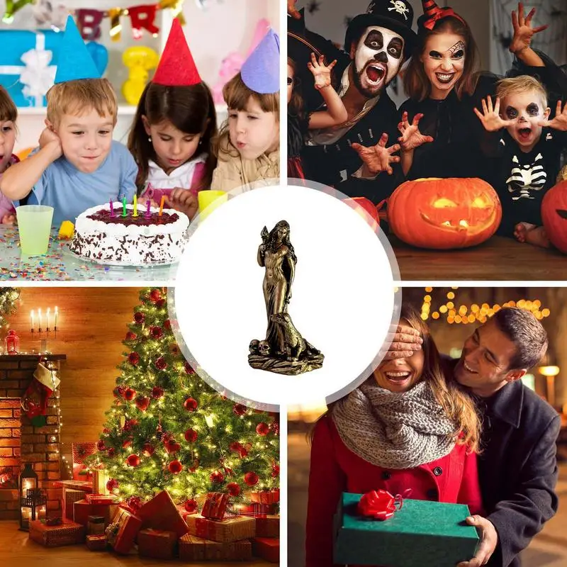 Godness escultura de resina, estatua de diosa, figurita espiritual bruñida, artesanía Retro, decoración para balcones - imagen 5