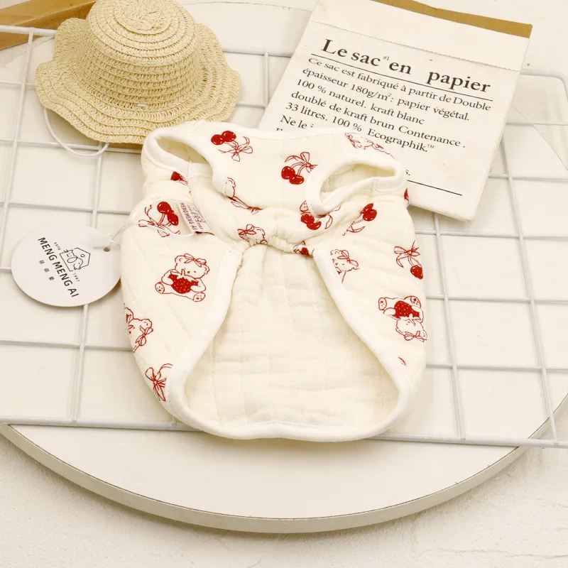 Mascotas Otoño/Invierno lindo oso vestido con lazo gato pijama para el hogar abrigo para mascotas ropa para perros pequeños ropa para cachorros - imagen 3