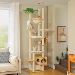Árbol rascador para gatos con hamaca y poste de sisal – Torre de piso a techo