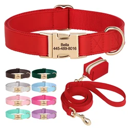 Correa de Collar de perro personalizada con bolsa, collares de cuero PU con hebilla para perros, correa para caminar para mascotas, bolsas de residuos para perros pequeños y medianos, Pug