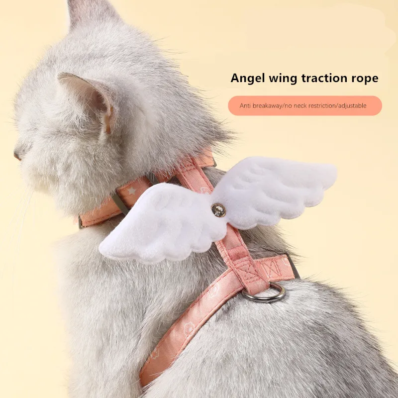 Arnés para perros ajustable en forma de I a la moda con alas de Ángel que evita roturas, cuerda de tracción duradera para mascotas, accesorios para gatos - imagen 2