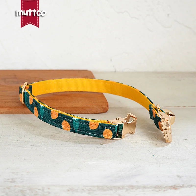 MUTTCO-collar de gato personalizado, diseño independiente, limón fresco, hecho a mano, 2 tamaños, UCC158 - imagen 2