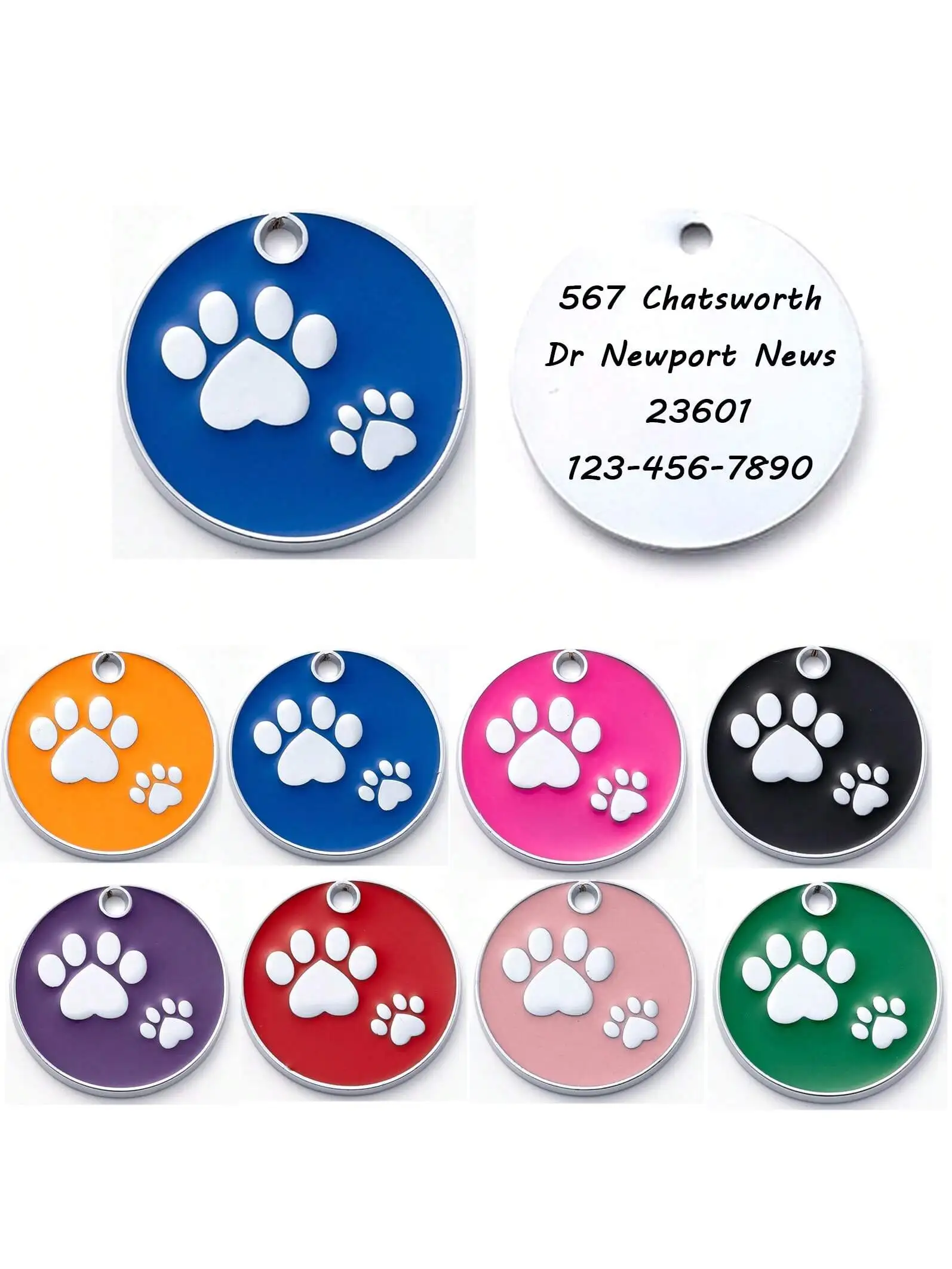 Etiqueta de identificación para perro y gato, colgante de pata personalizado grabado, accesorios para Collar con nombre de mascota, cachorro y gatito