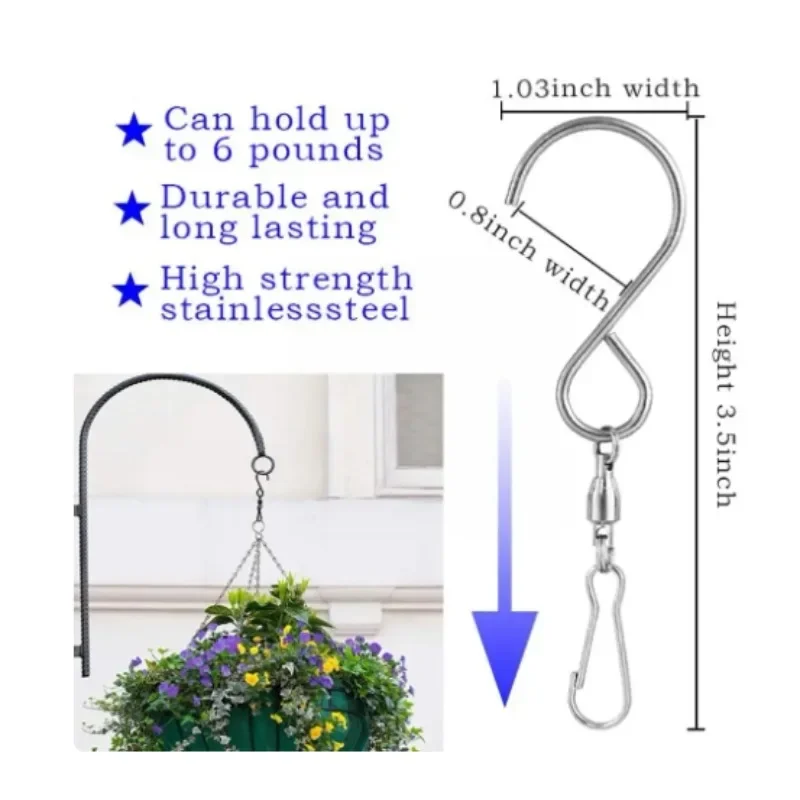 Ganchos giratorios para colgar viento, hilanderos giratorios de acero inoxidable de 360 grados, campanas de viento, torsión de cristal, herramientas de fiesta, 1/5 Uds. - imagen 3