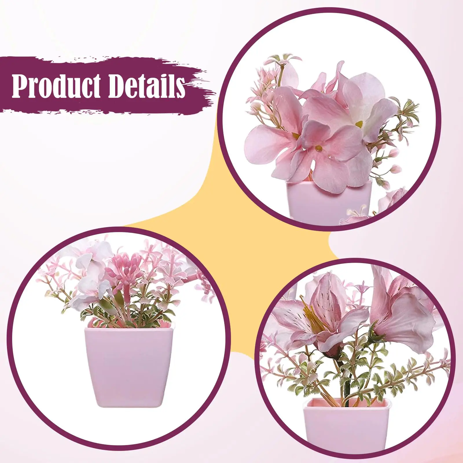 3 uds flores falsas en maceta accesorios para fotos plantas falsas flores artificiales decoración de escritorio para mesa casa estantería sala de estar - imagen 5