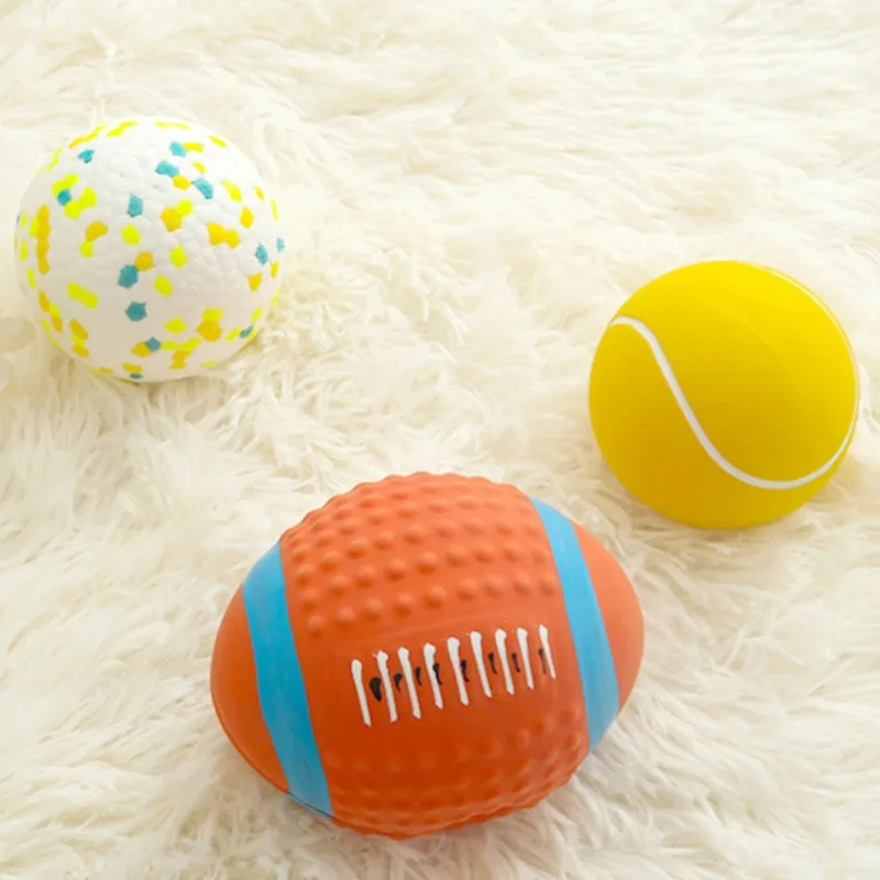 Bola de látex para saltar, juguetes para perros, juguete para moler dientes resistente al masticable, suministros interactivos para juegos de interior para cachorros, productos de entrenamiento para lanzar mascotas - imagen 3