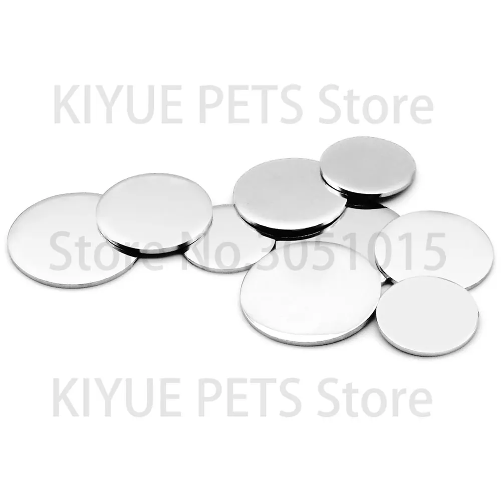 100 Uds. Espejo redondo de Metal para mascotas, tarjeta de identificación en blanco, etiqueta de identidad grabada con láser, Collar para mascotas, colgante con personalidad, joyería de acero inoxidable - imagen 5