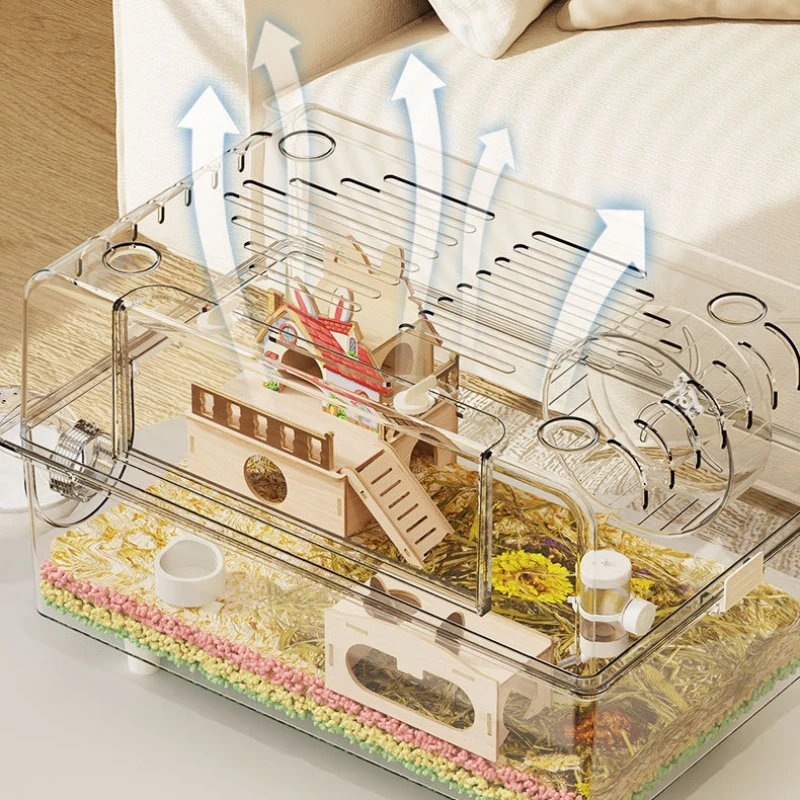 Jaula grande para hámster, accesorios transparentes de lujo para hámsteres, jaulas para hámsteres, casas escondidas para ratas, habitats, muebles, suministros para hámster - imagen 4