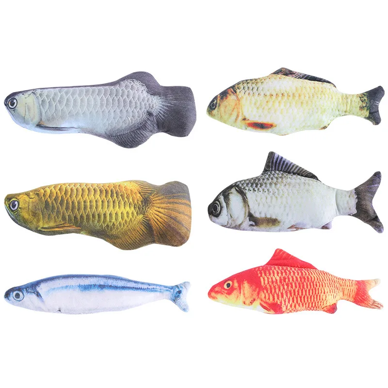 Pez de simulación de peluche para mascotas con gato, menta, juguete para gatos, carpa, cuchillo de otoño, pez, carpa, juguete para gatos - imagen 5