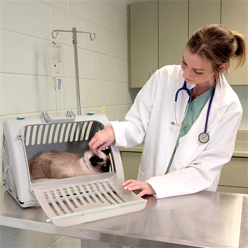 Suministros para mascotas Jaula portátil para gatos para viajes, caja de aire para mascotas, cama plegable para gatos, bolsa portátil y transpirable para coche para mascotas - imagen 3