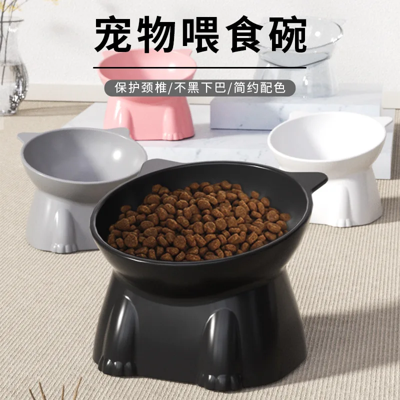 Cuencos multicolores para gatos, lavabo de plástico para comida para gatos, lavabo para pies altos, cuenco de arroz para mascotas con boca oblicua, cuenco antiobstrucción para beber para mascotas - imagen 2