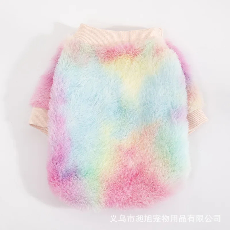 Sudadera con capucha de felpa con gradiente de Color caramelo para mascotas, traje cálido de dos patas para otoño e invierno, jersey bonito para mascotas, abrigo para gato y cachorro - imagen 2