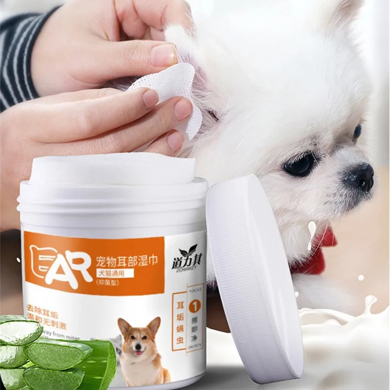 Toallitas para las orejas para mascotas, limpiador de cera para los oídos para perros y gatos, almohadillas de tela no tejida, toallitas para limpieza de orejas para mascotas, quitamanchas para las orejas, herramientas de limpieza para el cuidado de mascotas - imagen 4