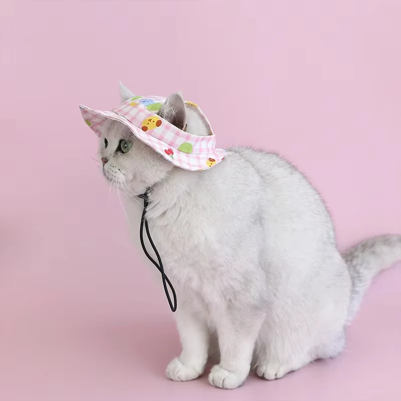 Gorros ajustables para perros, gorros para mascotas al aire libre para gatos, perros pequeños y medianos, visera para cachorros de verano, sombrero con agujeros para las orejas, accesorios para perros - imagen 3