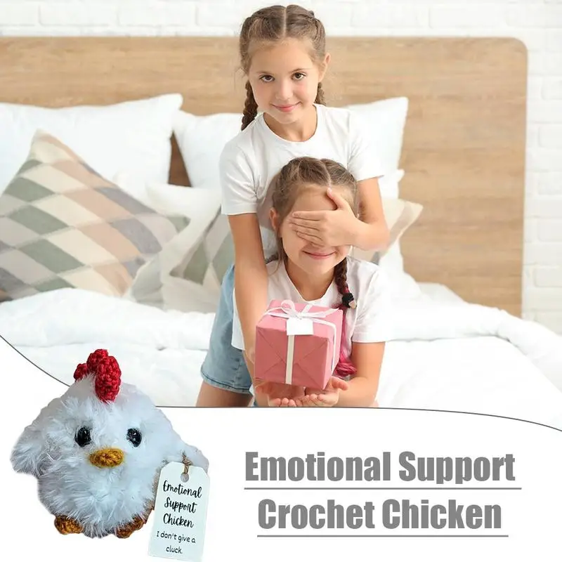 Pollo positivo tejido, muñeca de soporte emocional, estatuilla de pollo pequeño, figuras de animales de peluche coleccionables con positivo - imagen 3