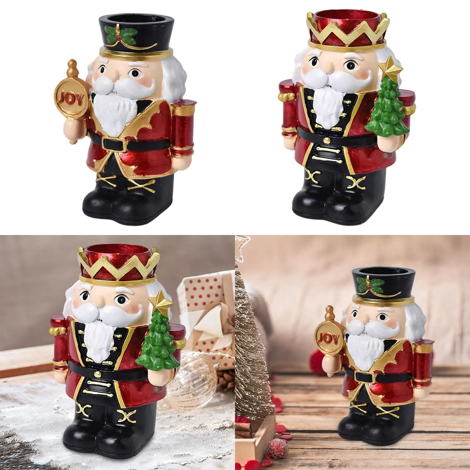 Nutcracker Pillar Candle Holder Sculpture Christmas Decoration for Festivals Dinner Table Anniversary Farmhouse Dining Room