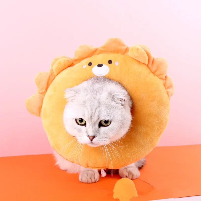 Anillo Elizabeth antipérdida para perro, Collar de tela suave con diseño de León/Crausa, cubierta para el cuello, auriculares bonitos para mascotas, suministros para gatos - imagen 4