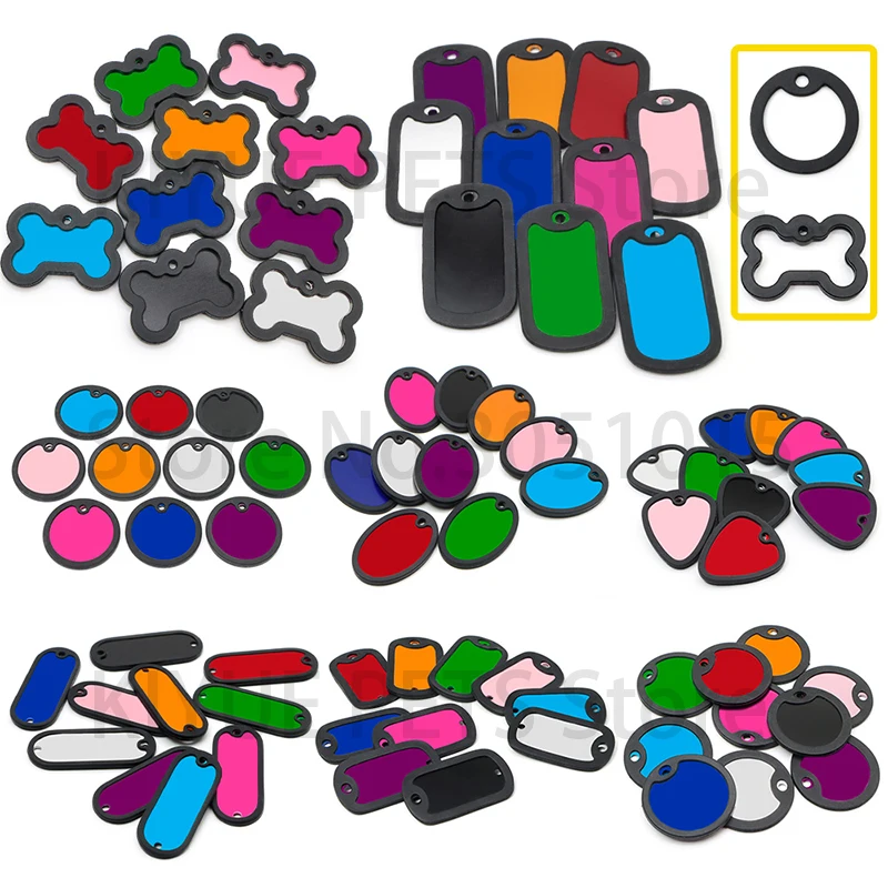 Etiqueta de identificación de perro mascota personalizada, goma en blanco para llavero silencioso de aluminio, colgante, accesorios de adorno grabables, 100 Uds. - imagen 2