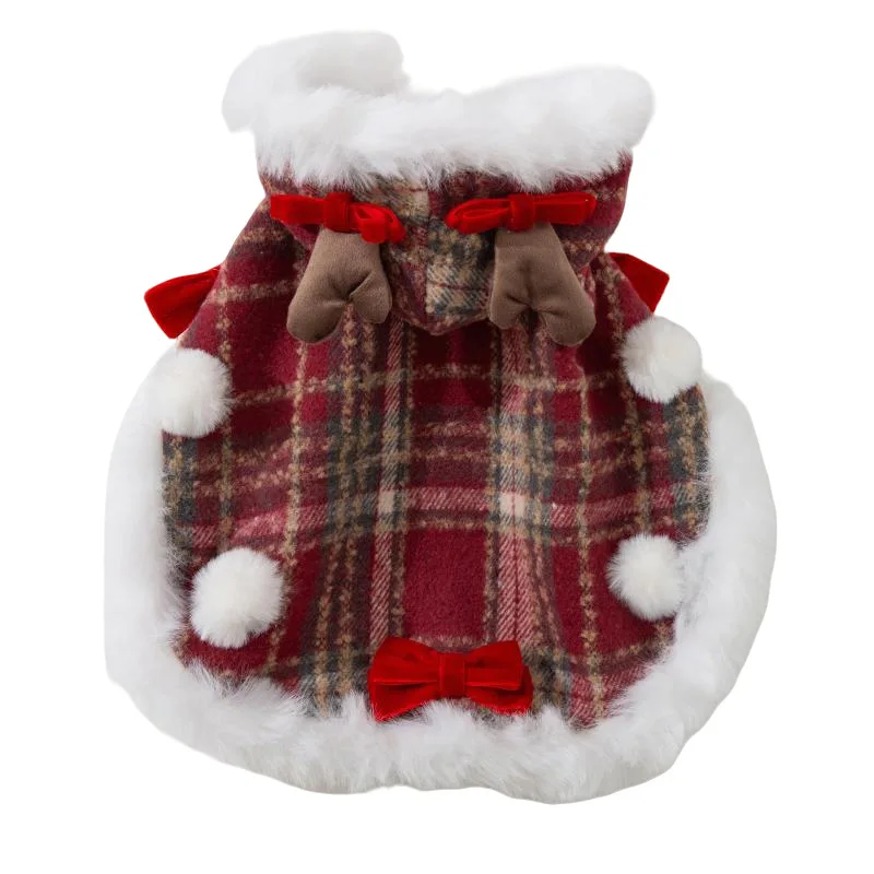 Abrigo invierno perro mini cachorro capucha forro terciopelo navideño - imagen 5