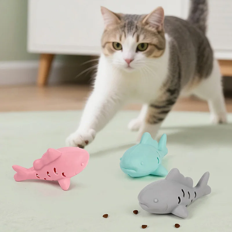Juguete interactivo de comida con fugas para gatos, juguetes para masticar de silicona para gatos, juguete de limpieza de dientes de gatito resistente a mordeduras, juguete para mascotas en forma de pez, accesorios para gatos - imagen 3