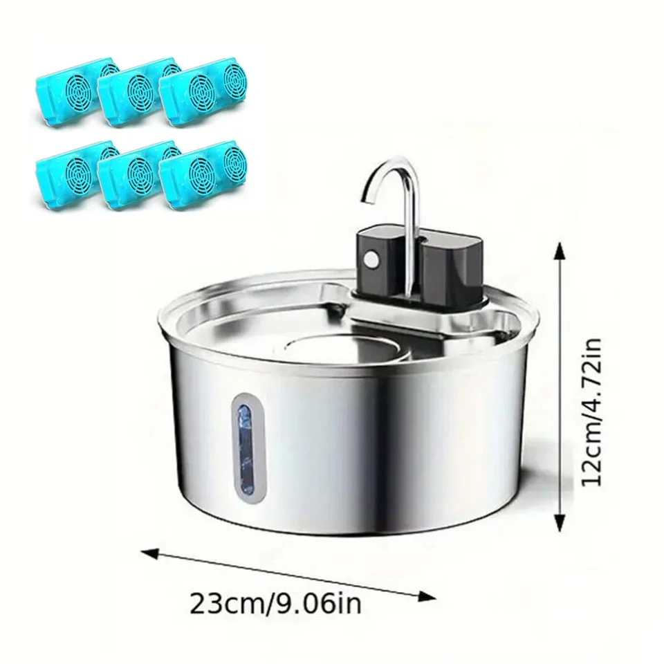 Fuente de agua inalámbrica para gatos de acero inoxidable de 3,2 L con Sensor de movimiento de 4000mAh, dispensador de bebedero de agua para mascotas con filtración automática - imagen 2