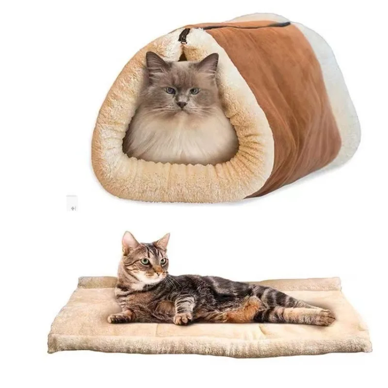 Saco de dormir para gato y perro pequeño, cama cálida para mascotas, esterilla suave para mascotas, cojín lavable, productos para mascotas, 2023 - imagen 2