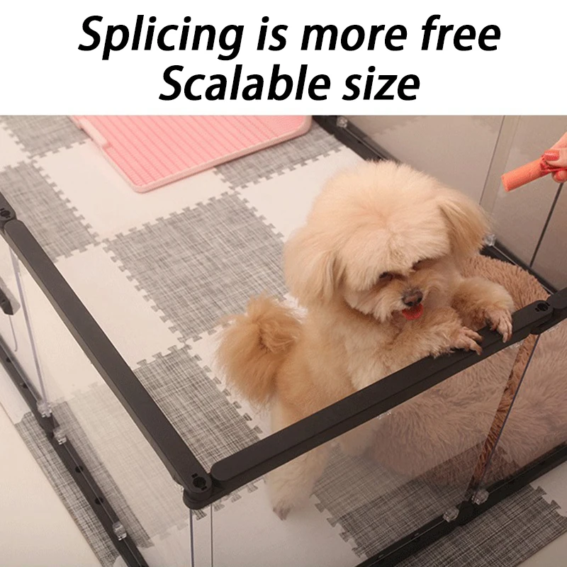Valla transparente para perros, valla para perros grandes desmontable para interiores, jaula alta para el hogar, combinación libre de coral para mascotas, Anti Escape - imagen 4