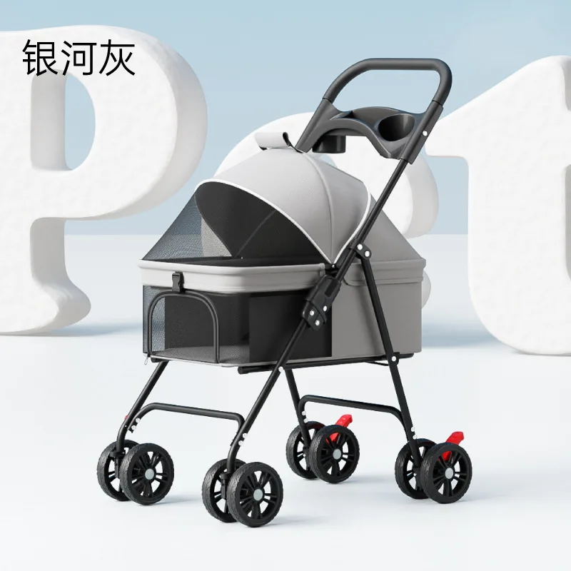 Cochecitos para mascotas, carrito para perros y gatos, para salir, tamaño pequeño y mediano, ligero, plegable, separado, para viajes al aire libre - imagen 5