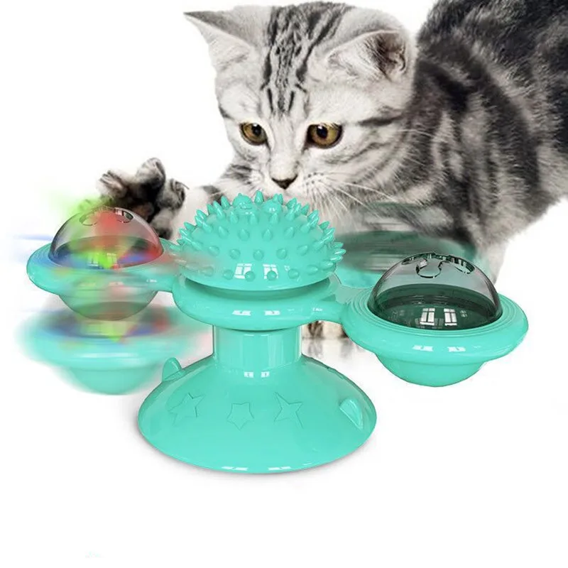 Juguete interactivo de molino de viento para gato, rompecabezas con tocadiscos giratorio para gatito, cepillo de dientes, suministros para mascotas - imagen 5