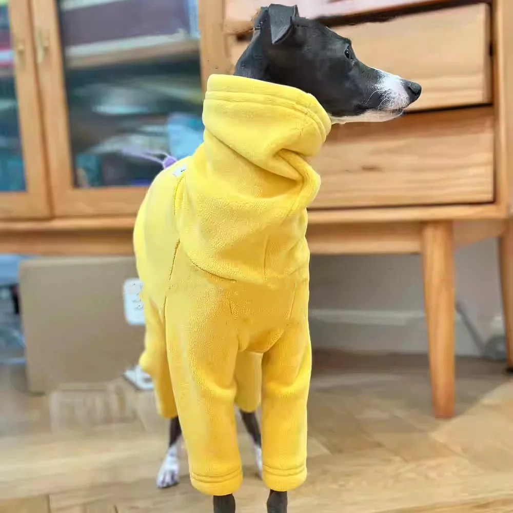 Suéter de lana amarillo cálido para galgo italiano, sudadera suave de cuello alto de 4 patas, abrigo de invierno a prueba de viento para caniche, Teddy Mid Dog - imagen 4