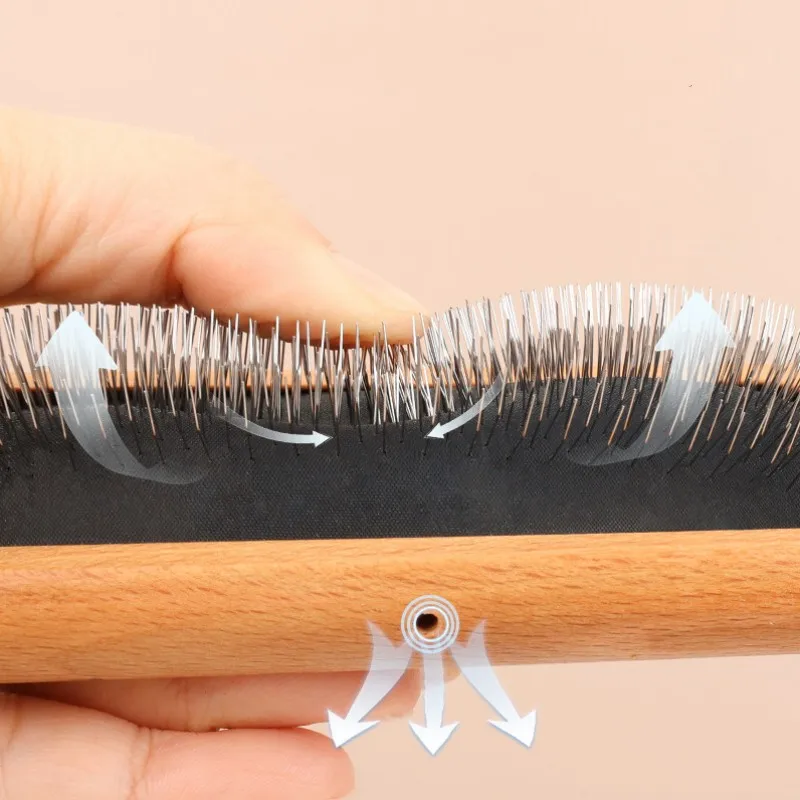 Peine para perros, cepillo para perros de madera maciza, removedor de pelo para mascotas, cepillo de aseo para perros de bambú, cepillos de masaje para gatos, peines de limpieza de nudos para mascotas - imagen 4