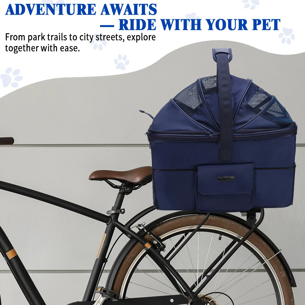 Cesta trasera acolchada cómoda para bicicleta, cesta para asiento de viajero para mascotas, fácil de instalar - imagen 5