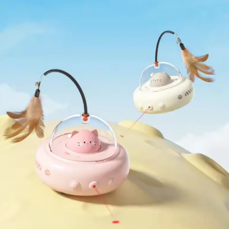 Juguete interactivo eléctrico para gatos, juguetes para mascotas con pluma, varita de rompecabezas para gatos, juguetes para mascotas con detección eléctrica recargable para entrenamiento de persecución - imagen 2