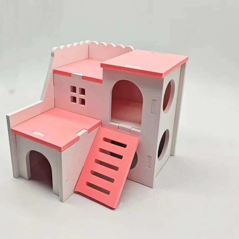 Casa de madera maciza para evitar hámster, ardilla, casa de madera de erizo, nido de oso dorado, cerdo holandés, dormitorio, conejillos de indias, accesorio - imagen 5