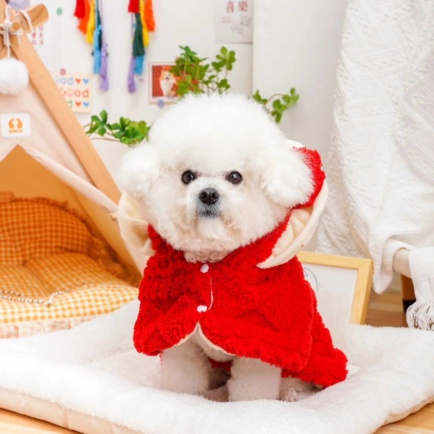 Los perros y las flores de otoño e invierno mantienen el calor, las capas de Navidad son mejores que los osos de peluche, perros pequeños, invierno, a prueba de viento y cálido