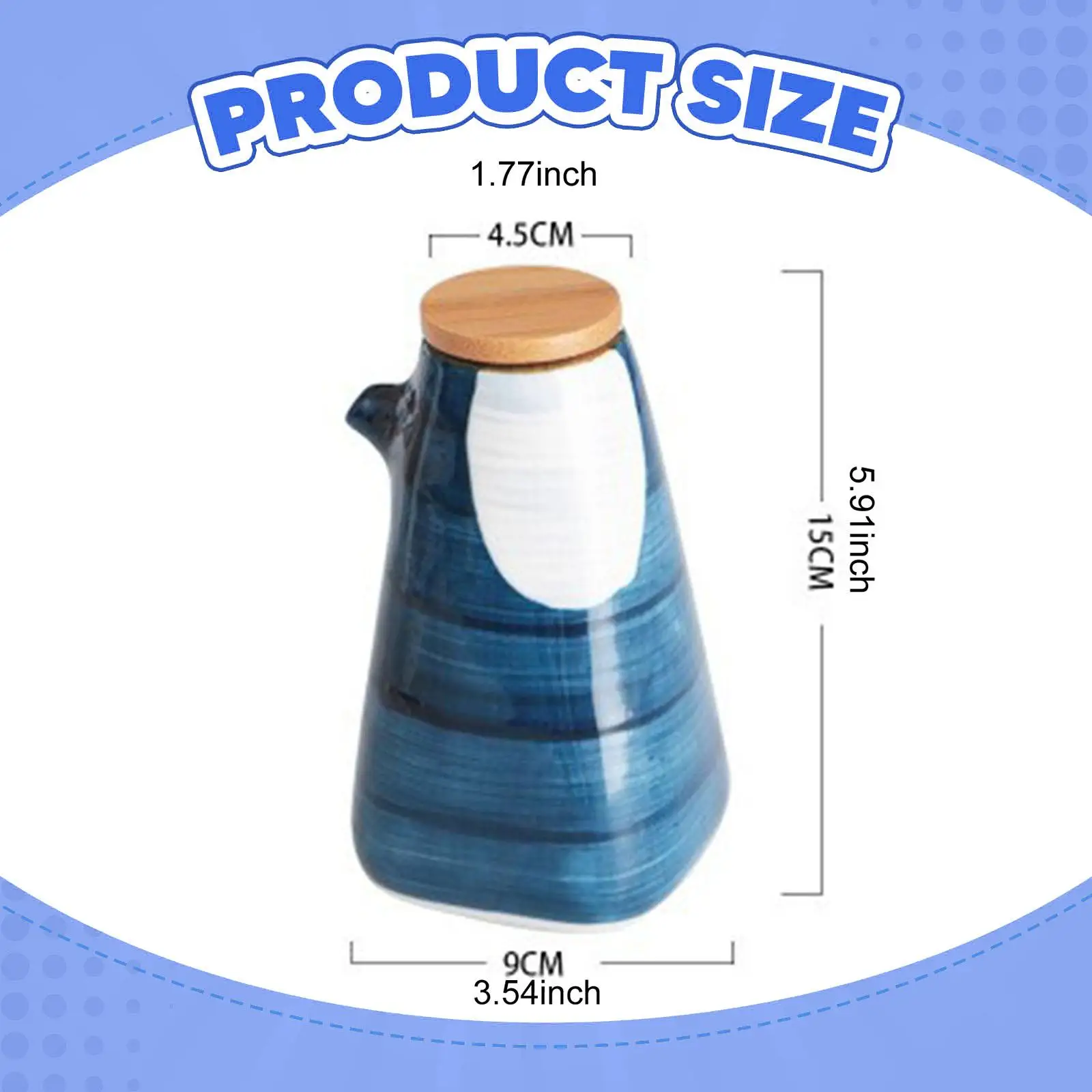 Ceramic Oil Dispenser Bottle 220ml with Lid for Soy Sauce Olive Oil Vinegar