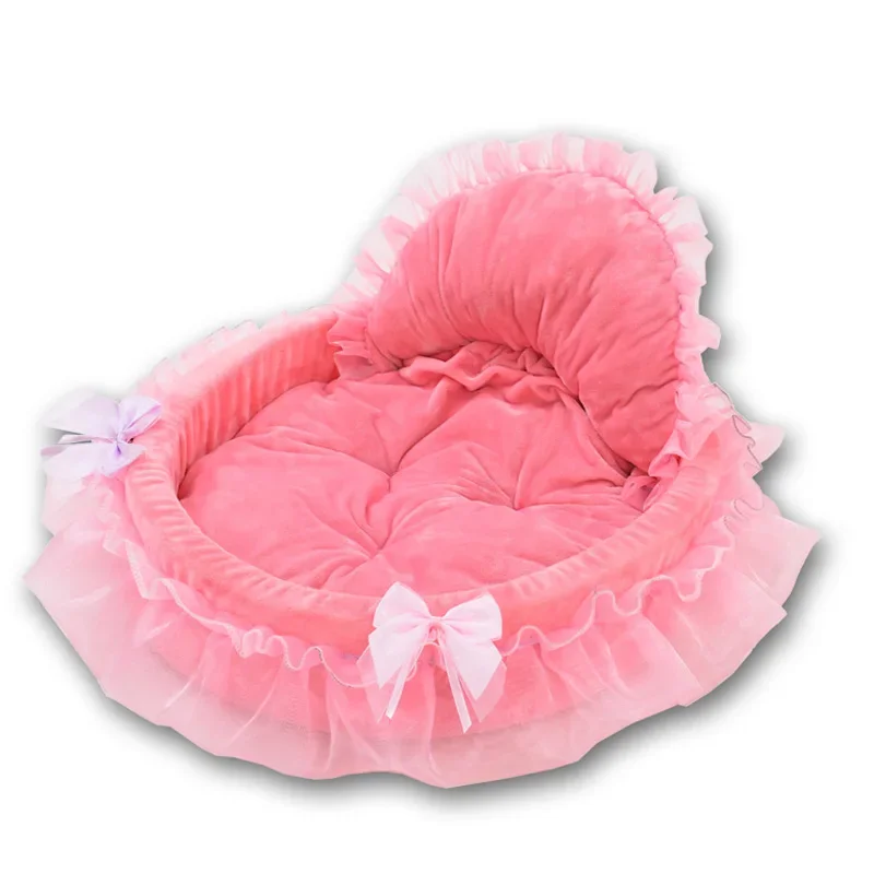 Cama de princesa de encaje para perros, arena para gatos, nido para cachorros, casa suave y cálida para mascotas, perrera para perros pequeños, perrera transpirable para perros pequeños - imagen 2