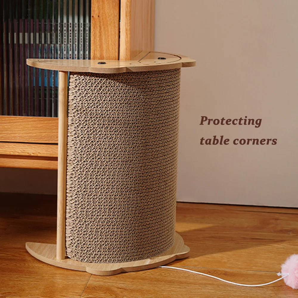 Rascador Vertical de madera para gatos, juguete de papel corrugado, protección de artículos para gatos, sofá, esquina de mesa, esquina - imagen 4