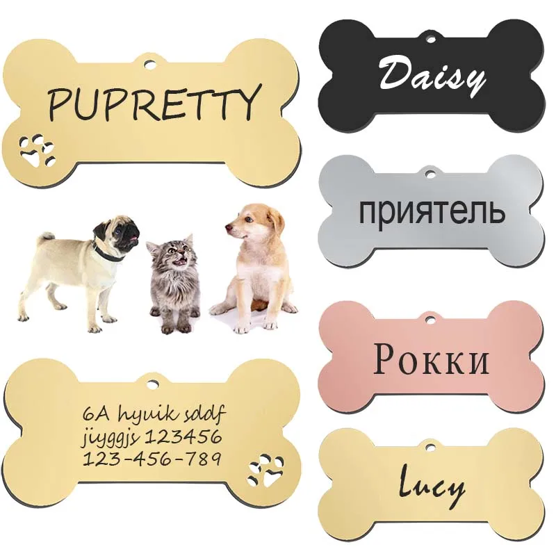 Etiqueta de identificación de mascota, llavero grabado gratis personalizado para gato, cachorro, perro, llavero colgante, pata de hueso, accesorios para mascotas - imagen 5