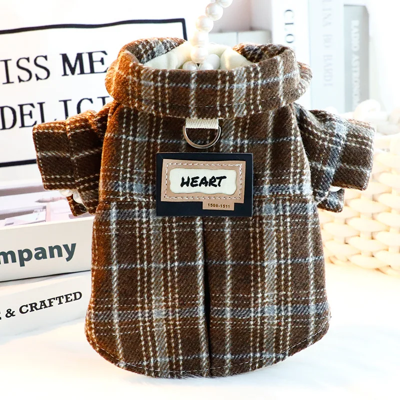 Otoño Invierno nuevo bonito abrigo de algodón de cuatro patas a cuadros ropa de exterior cálida y cómoda para perros pequeños - imagen 2