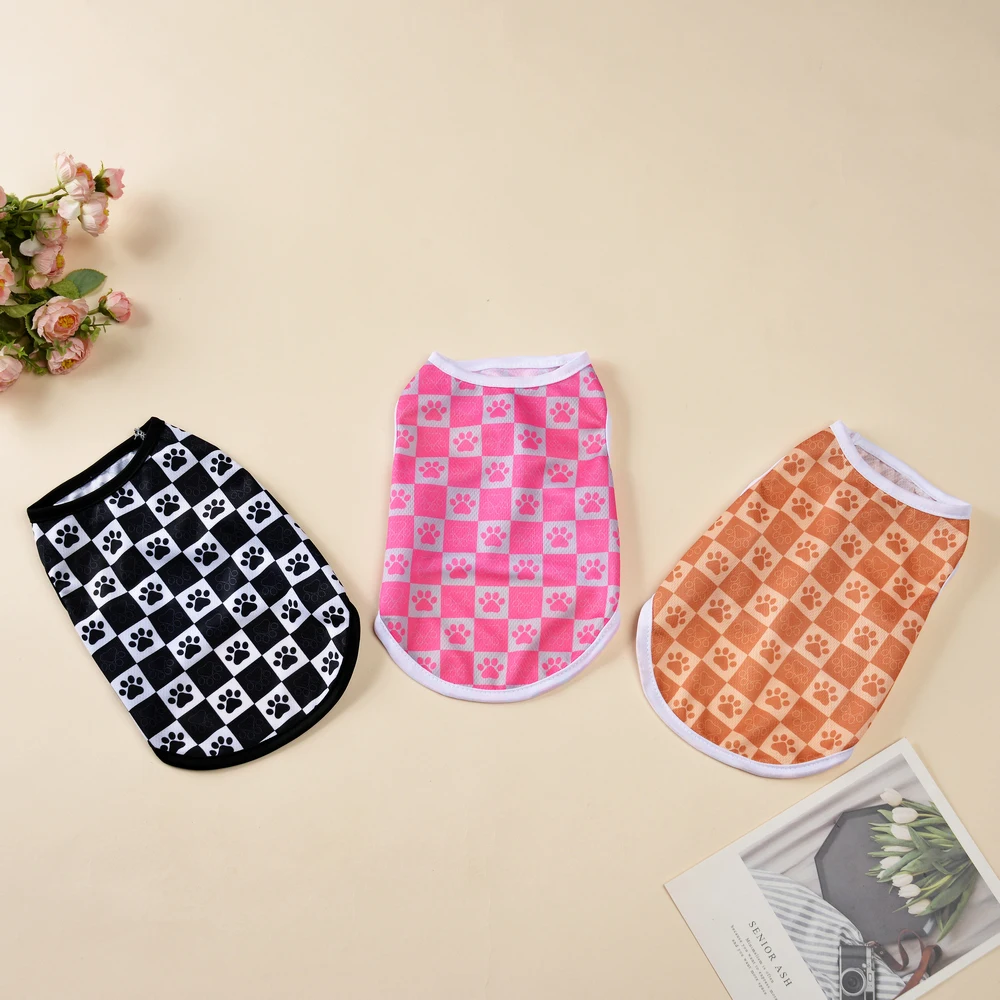 Camiseta para perros y gatos, chaleco transpirable de verano, ropa para perros pequeños y medianos, disfraz suave y acogedor con estampado de patas para cachorros, abrigo para Chihuahua y Pug - imagen 2