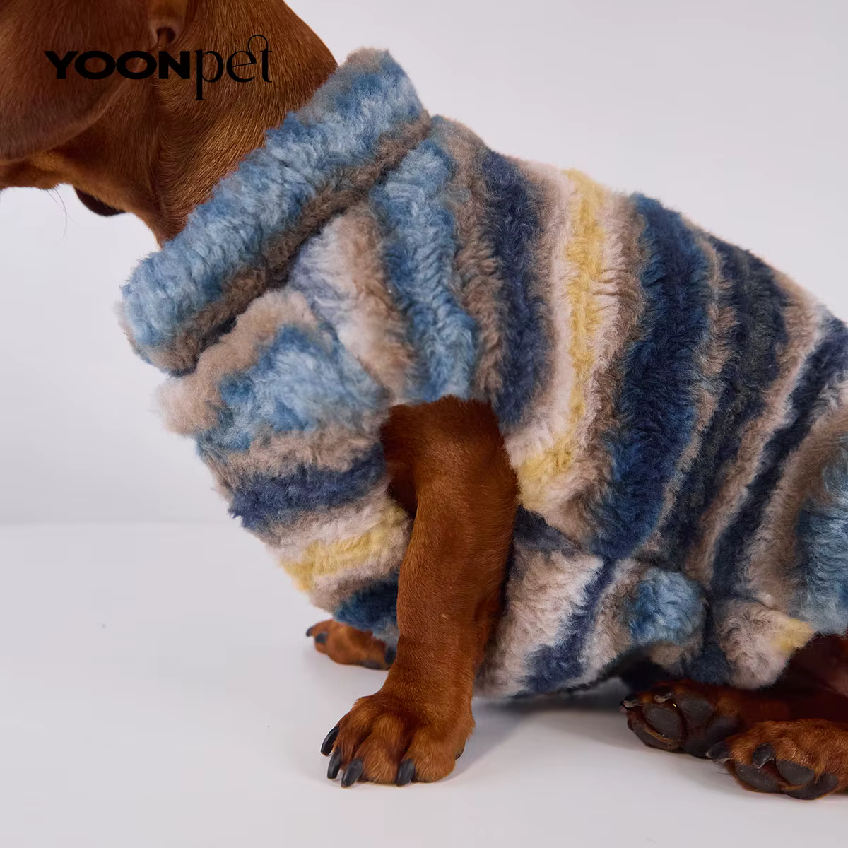 Cardigan de rayas azules para perros salchicha – Abrigo otoño invierno - imagen 4