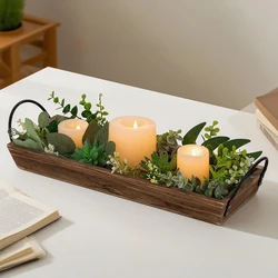 Bandeja de madera rústica con asas para velas – gatos y perros