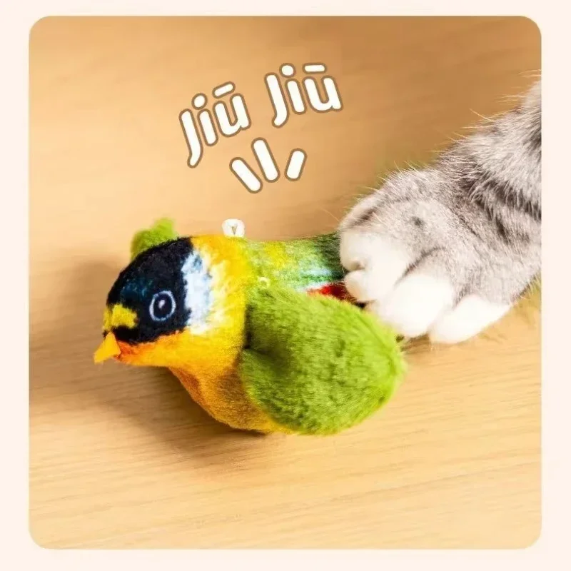 1 unidad de juguetes interactivos de peluche para gatos con sonidos realistas, juguetes de peluche para morder para masticar gatos - imagen 5