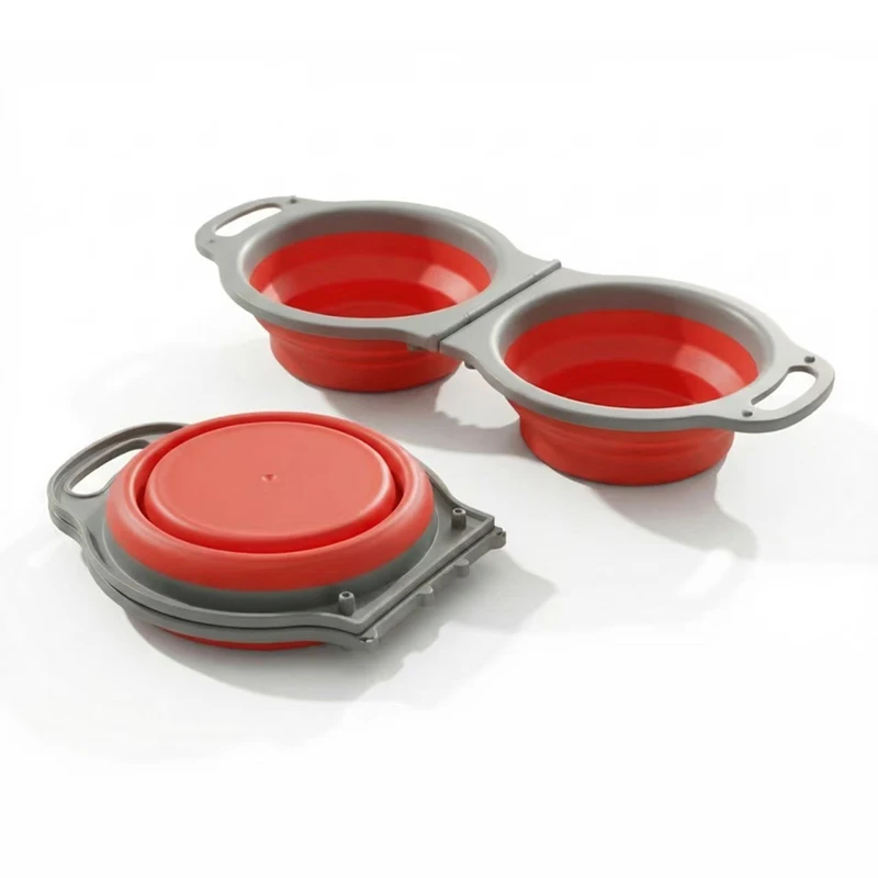 Tazón doble plegable de silicona para perros pequeños portátil - imagen 3