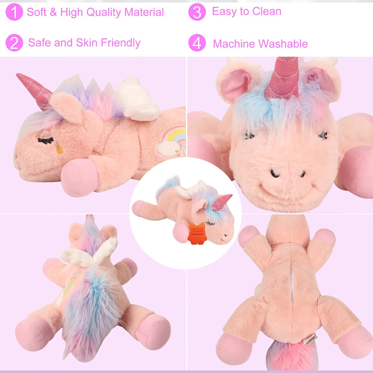PETFULED unicornio latido del corazón juguetes de peluche para perros, juguetes cómodos para cachorros, reducción del estrés, jaula de ayuda para dormir, juguetes para masticar duraderos para Do - imagen 2