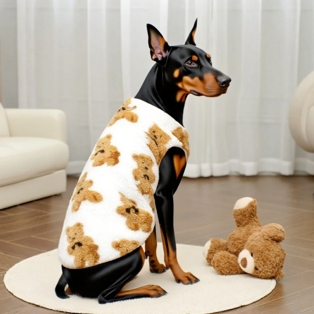 Pijamas para perros grandes de felpa de invierno 3XL-8XL, bonito patrón de oso, suéter para perros grandes, Abrigo con capucha de lana cálida, ropa para mascotas grandes